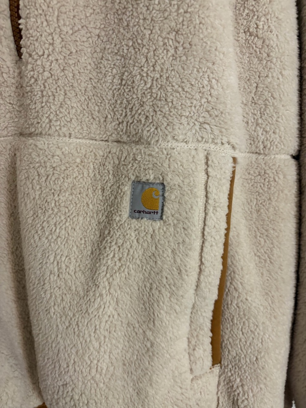 Carhartt Tan and Cream Sherpa-Lined Hooded Jacket - Picture 2 of 4